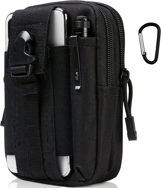 flintronic Tactische Heuptassen, Molle EDC Pouch, Outdoor Heuptas+Haak, Utility Gadget Riemtas met Mobiele Telefoon Holster voor Sport, Wandelen, Kamperen, Reizen-Zwart - happygetfit.com
