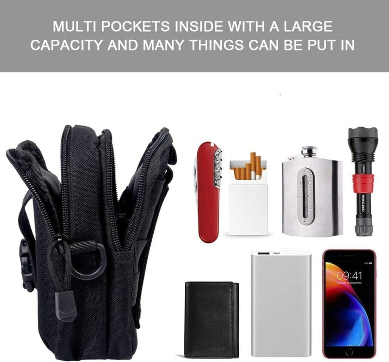Laad afbeelding in Galerijviewer, flintronic Tactische Heuptassen, Molle EDC Pouch, Outdoor Heuptas+Haak, Utility Gadget Riemtas met Mobiele Telefoon Holster voor Sport, Wandelen, Kamperen, Reizen-Zwart - happygetfit.com
