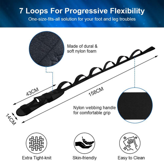 flintronic Yoga-stretchband, stretchband met 7 lussen, yoga stretchriem, zeer elastisch gymnastiekband met TPE-spanbanden, oefenlus voor het rekken van de beenspieren - happygetfit.com