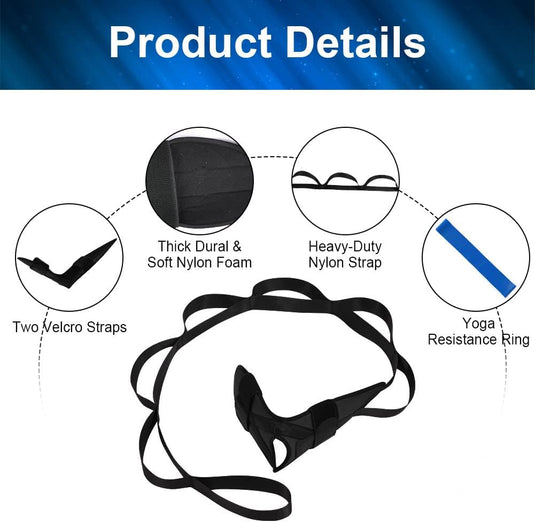 flintronic Yoga-stretchband, stretchband met 7 lussen, yoga stretchriem, zeer elastisch gymnastiekband met TPE-spanbanden, oefenlus voor het rekken van de beenspieren - happygetfit.com