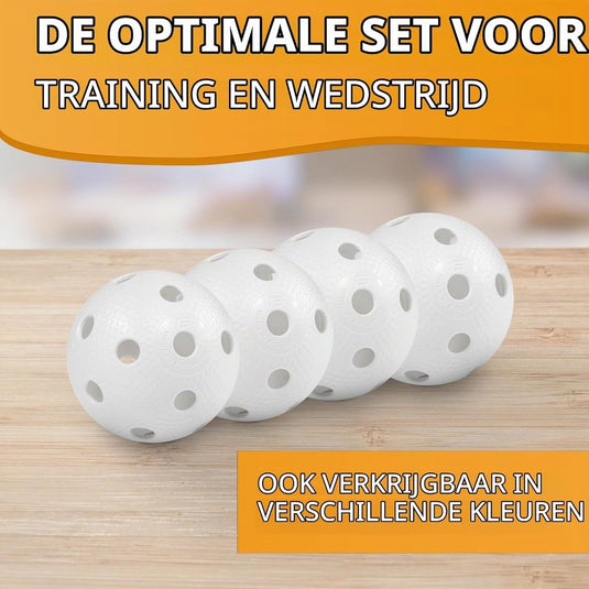 Floorballballen 24 stuks 72 mm van kunststof met 26 gaten en IFF-goedkeuring – unihockeyballen – zaalhockey - happygetfit.com