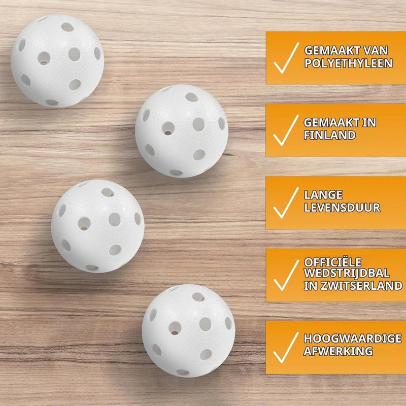 Carica l’immagine nel visualizzatore della galleria, Floorballballen 24 stuks 72 mm van kunststof met 26 gaten en IFF-goedkeuring – unihockeyballen – zaalhockey - happygetfit.com
