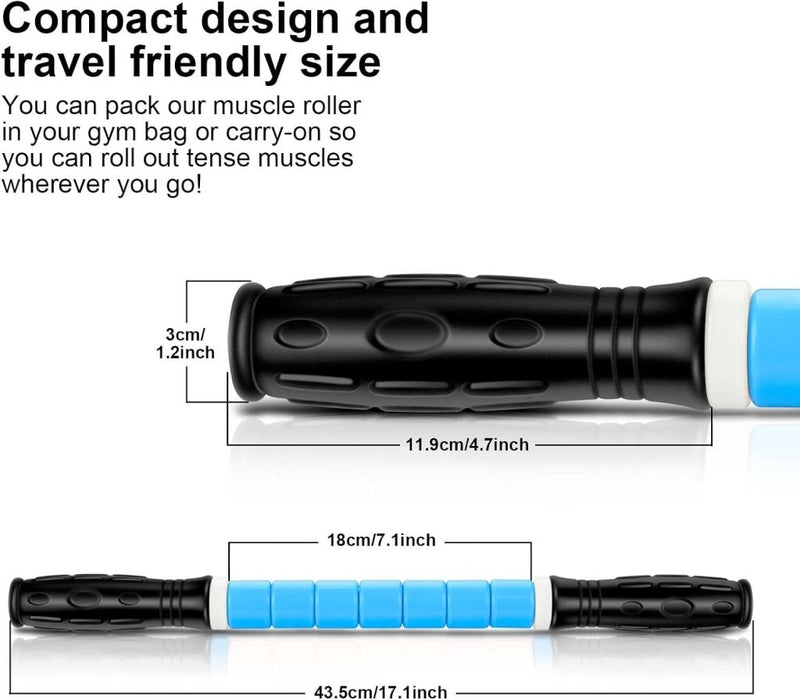 Load image into Gallery viewer, Foamroller 17 inch, iGreely massagerol met dubbele handgreep, bultontwerp massageroller, spierroller stick aanbevolen door fysiotherapeuten bevordert herstel snelle verlichting voor krampen - happygetfit.com
