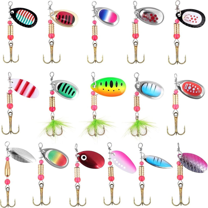 Bild im Galerie-Viewer laden, Forelspinners 16 stuks 5,8 tot 6,6 cm van messing met roterende bladen en dreggen – spinkunstaas – roofvisserij - happygetfit.com
