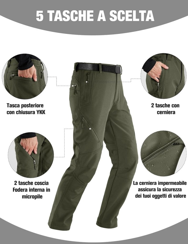 Laad afbeelding in Galerijviewer, Free Soldier Winterskibroek voor heren, waterdicht, winddicht, softshell, gevoerd met fleece, voor wandelen. - happygetfit.com
