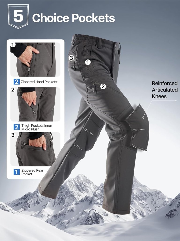 Laad afbeelding in Galerijviewer, Free Soldier Winterskibroek voor heren, waterdicht, winddicht, softshell, gevoerd met fleece, voor wandelen. - happygetfit.com

