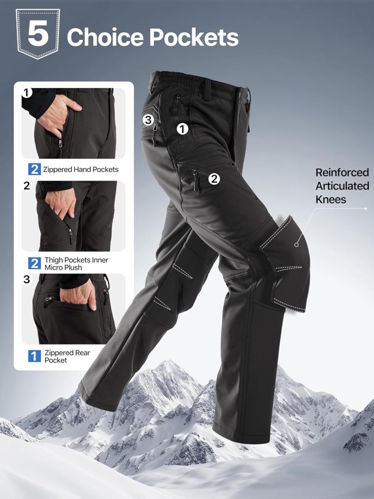 Laad afbeelding in Galerijviewer, Free Soldier Winterskibroek voor heren, waterdicht, winddicht, softshell, gevoerd met fleece, voor wandelen. - happygetfit.com
