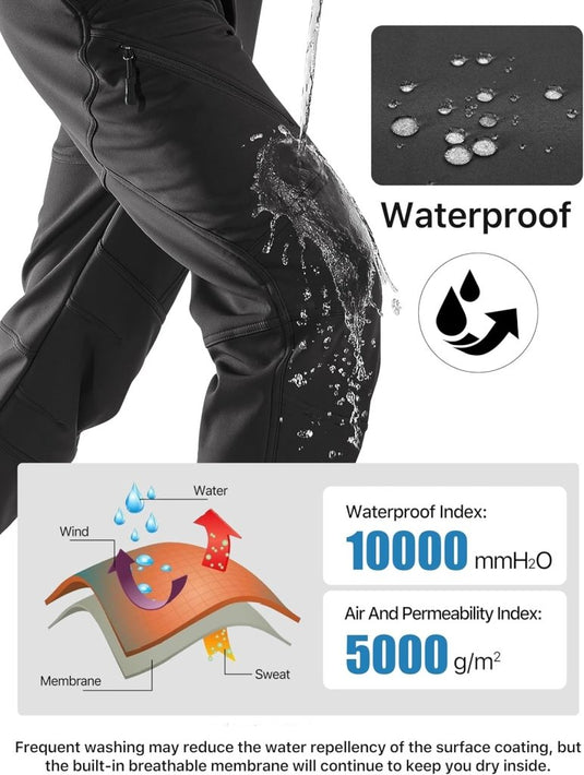 Free Soldier Winterskibroek voor heren, waterdicht, winddicht, softshell, gevoerd met fleece, voor wandelen. - happygetfit.com