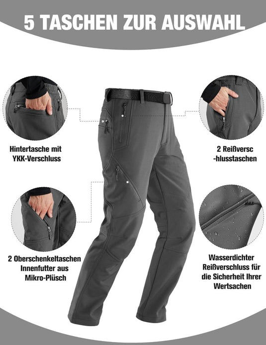 Free Soldier Winterskibroek voor heren, waterdicht, winddicht, softshell, gevoerd met fleece, voor wandelen. - happygetfit.com