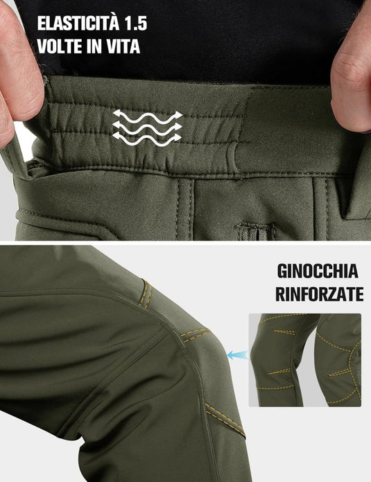 Free Soldier Winterskibroek voor heren, waterdicht, winddicht, softshell, gevoerd met fleece, voor wandelen. - happygetfit.com