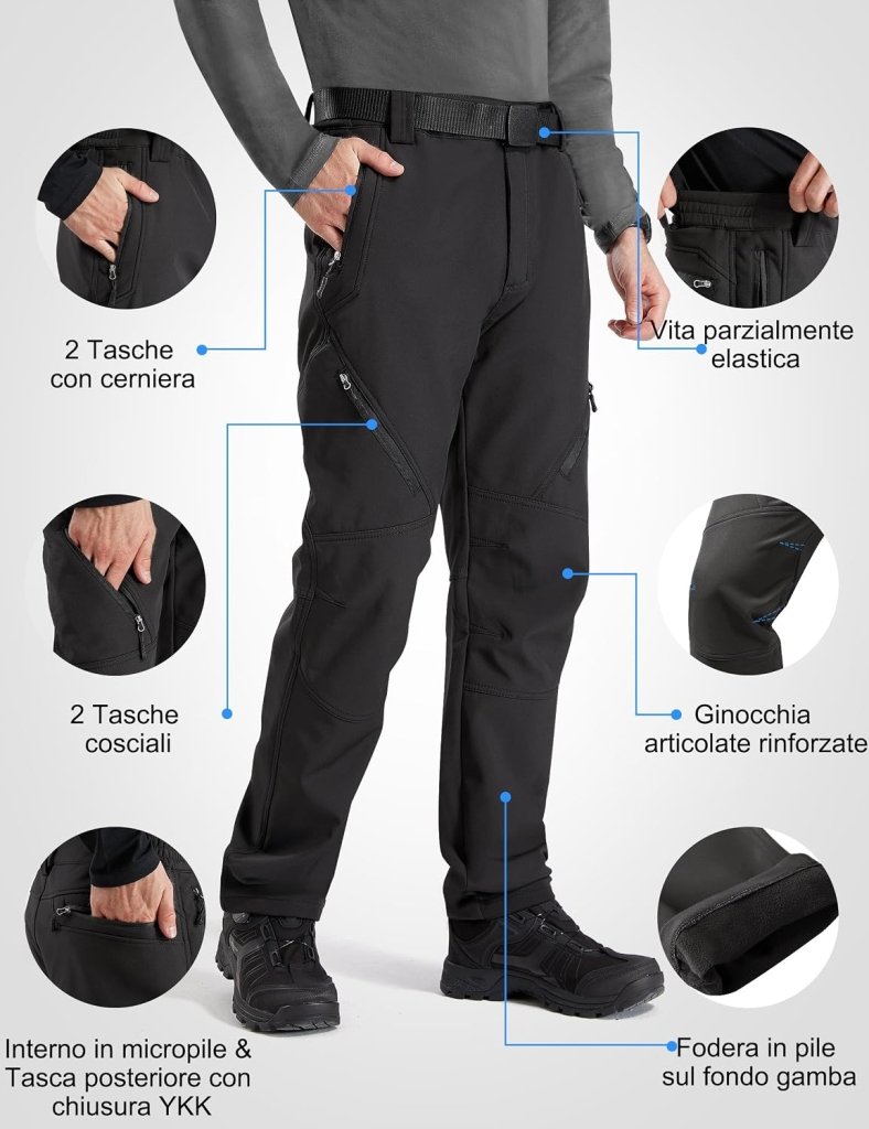 Laad afbeelding in Galerijviewer, Free Soldier Winterskibroek voor heren, waterdicht, winddicht, softshell, gevoerd met fleece, voor wandelen. - happygetfit.com
