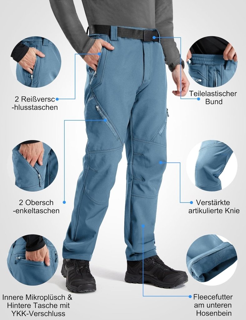 Laad afbeelding in Galerijviewer, Free Soldier Winterskibroek voor heren, waterdicht, winddicht, softshell, gevoerd met fleece, voor wandelen. - happygetfit.com
