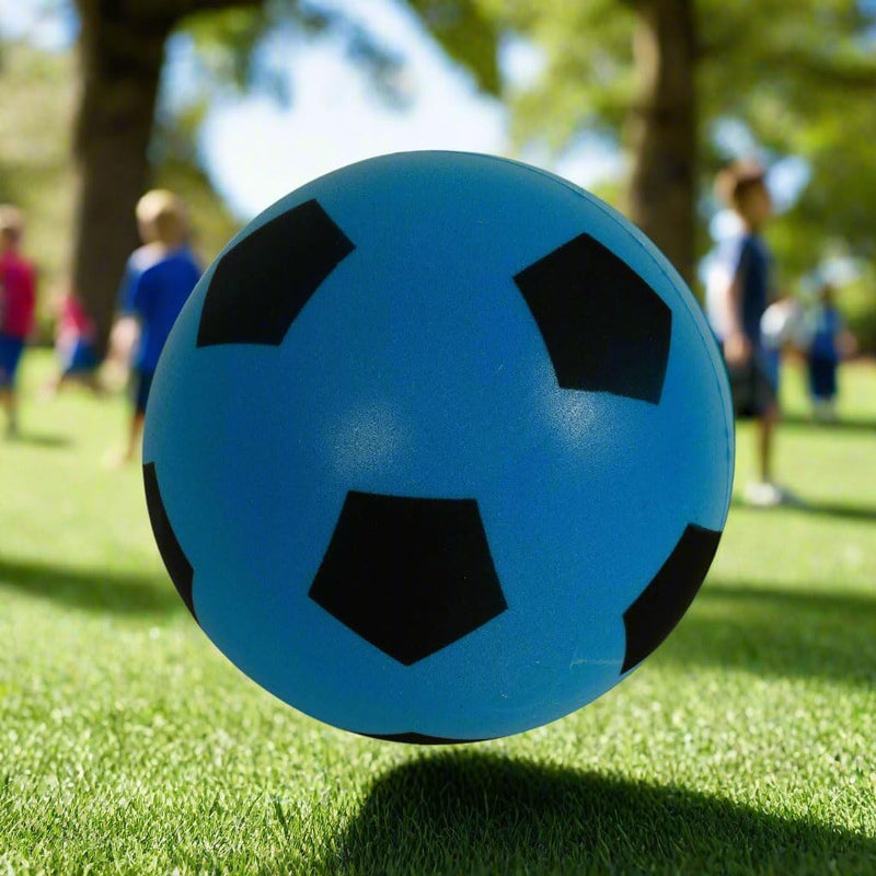 Laad afbeelding in Galerijviewer, Fun Sport 20cm Football Indoor/Outdoor BLUE Soft Sponge Foam Soccer Ball Size 5 - happygetfit.com
