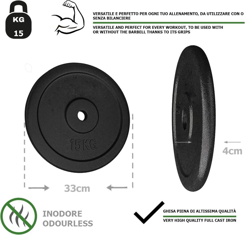 Laad afbeelding in Galerijviewer, G5 HT SPORT Halterschijven van gietijzer, gatdiameter: 25 mm, voor sportschool en thuisgymnastiek, 0,5 tot 20 kg, voor halters en lange halters - happygetfit.com
