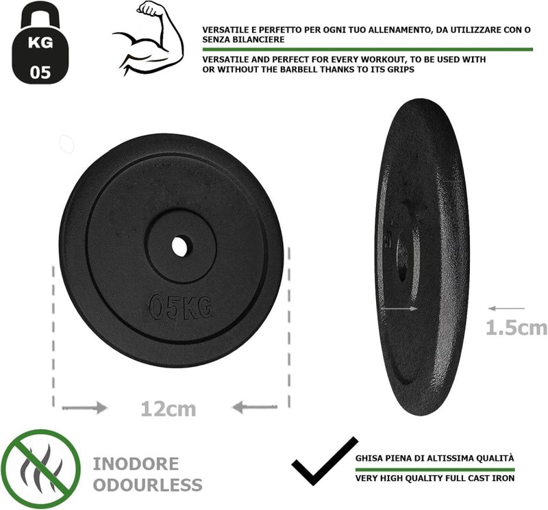Laad afbeelding in Galerijviewer, G5 HT SPORT Halterschijven van gietijzer, gatdiameter: 25 mm, voor sportschool en thuisgymnastiek, 0,5 tot 20 kg, voor halters en lange halters - happygetfit.com

