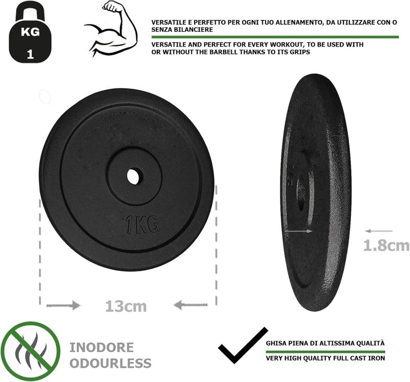 Laad afbeelding in Galerijviewer, G5 HT SPORT Halterschijven van gietijzer, gatdiameter: 25 mm, voor sportschool en thuisgymnastiek, 0,5 tot 20 kg, voor halters en lange halters - happygetfit.com

