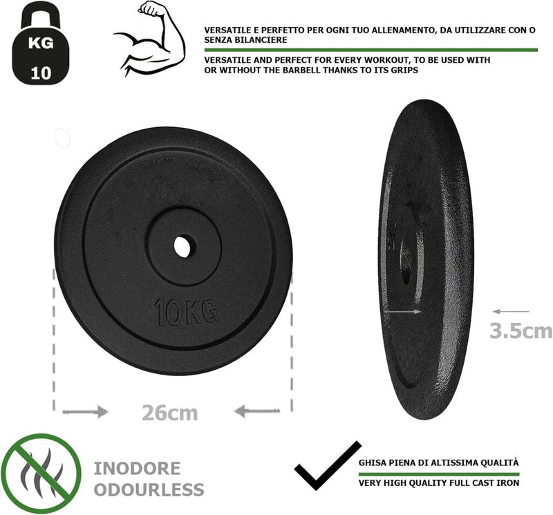 Laad afbeelding in Galerijviewer, G5 HT SPORT Halterschijven van gietijzer, gatdiameter: 25 mm, voor sportschool en thuisgymnastiek, 0,5 tot 20 kg, voor halters en lange halters - happygetfit.com
