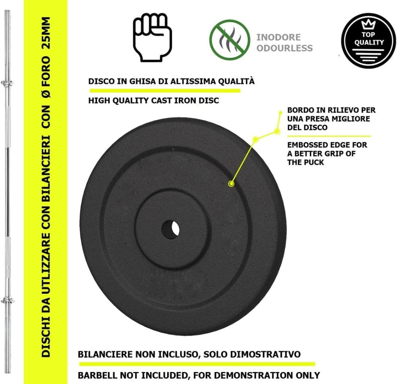 Laad afbeelding in Galerijviewer, G5 HT SPORT Halterschijven van gietijzer, gatdiameter: 25 mm, voor sportschool en thuisgymnastiek, 0,5 tot 20 kg, voor halters en lange halters - happygetfit.com
