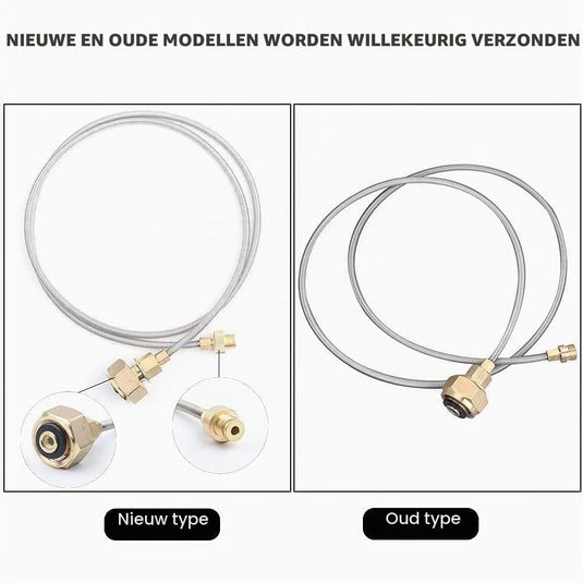 Gasfles adapter met koperen aansluiting en nylon slang van 110 cm voor campingkooktoestellen – LPG adapter – kampeerbenodigdheden - happygetfit.com