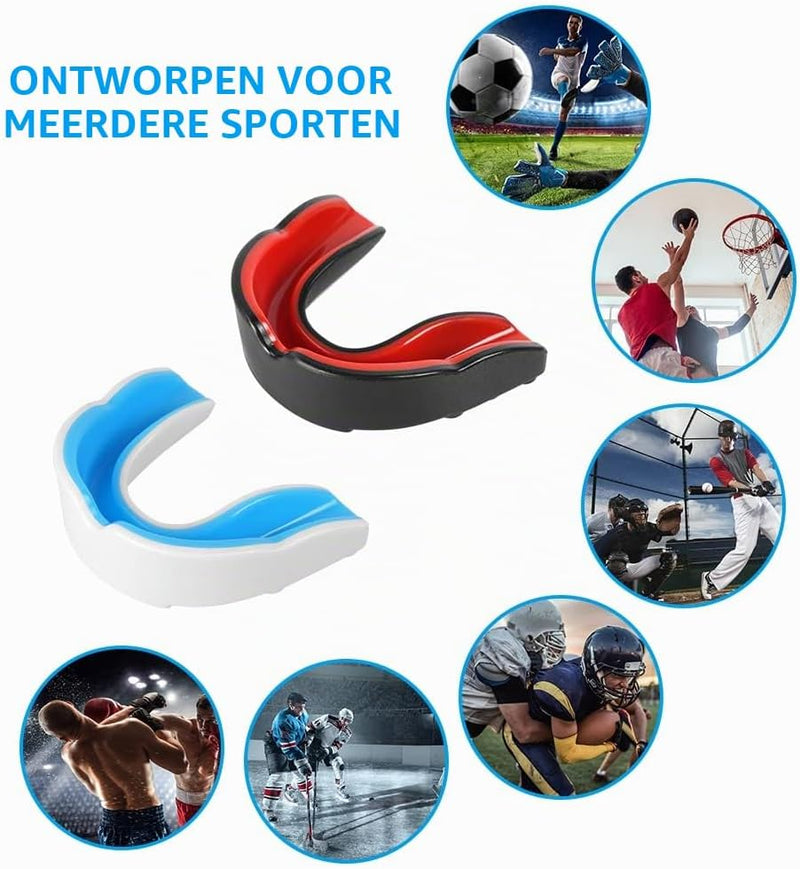 Laad afbeelding in Galerijviewer, Gebitsbeschermers kinderen 2 stuks van schokabsorberend EVA met aanpasbare pasvorm en opbergdoos – bitje – boksmondbeschermer - happygetfit.com
