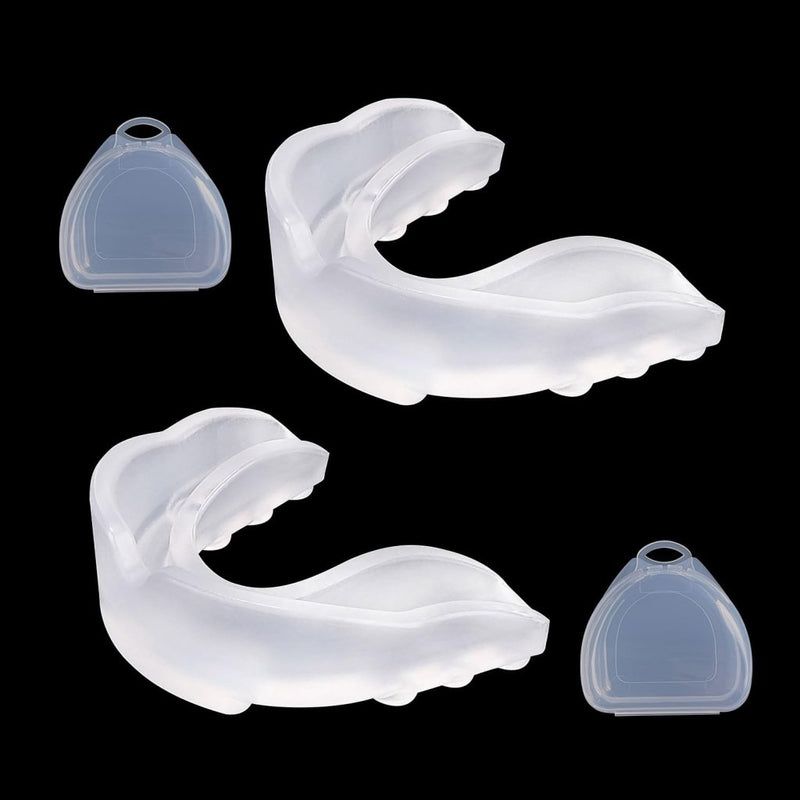 Laad afbeelding in Galerijviewer, Gebitsbeschermers set van 2 transparant met opbergdoosjes - happygetfit.com
