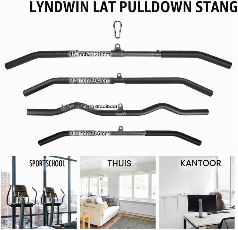 Załaduj obraz do przeglądarki galerii, Gebogen lat pulldown bar met EVA handgrepen tot 136 kg – kabelstang – fitness accessoire - happygetfit.com
