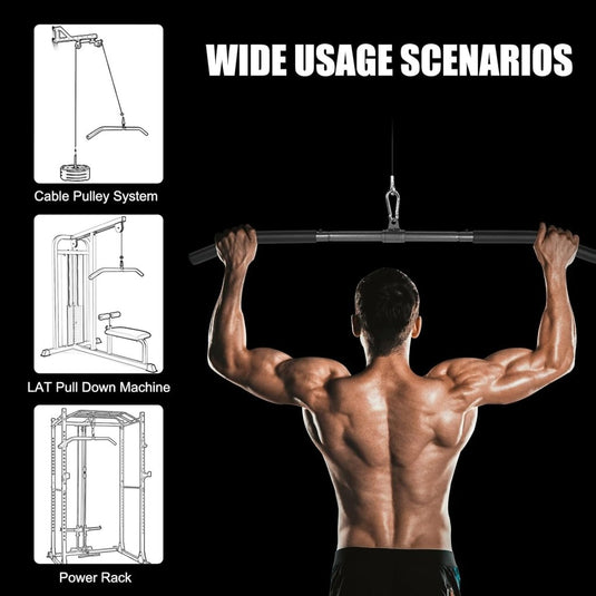 Gebogen lat pulldown bar met EVA handgrepen tot 136 kg – kabelstang – fitness accessoire - happygetfit.com