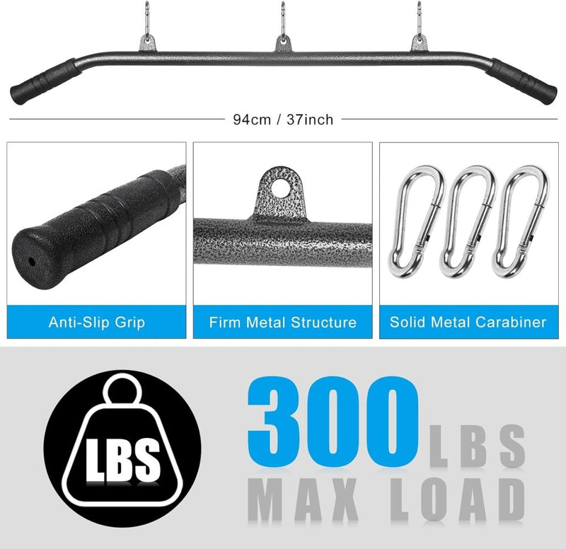 Załaduj obraz do przeglądarki galerii, Gebogen lat pulldown bar met EVA handgrepen tot 136 kg – kabelstang – fitness accessoire - happygetfit.com

