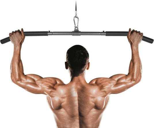 Gebogen lat pulldown bar met EVA handgrepen tot 136 kg – kabelstang – fitness accessoire - happygetfit.com