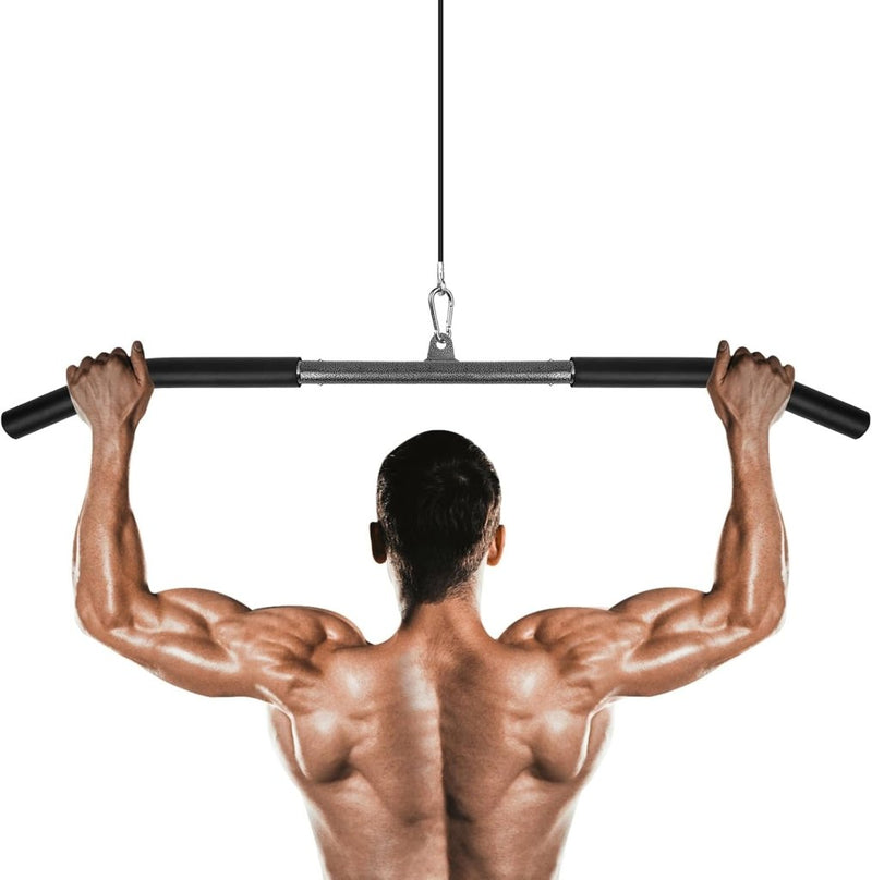 Załaduj obraz do przeglądarki galerii, Gebogen lat pulldown bar met EVA handgrepen tot 136 kg – kabelstang – fitness accessoire - happygetfit.com
