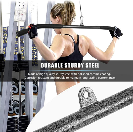 Gebogen lat pulldown bar met EVA handgrepen tot 136 kg – kabelstang – fitness accessoire - happygetfit.com