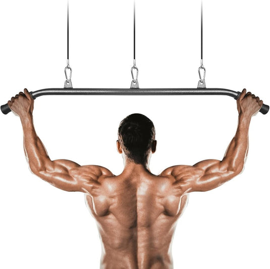 Gebogen lat pulldown bar met EVA handgrepen tot 136 kg – kabelstang – fitness accessoire - happygetfit.com