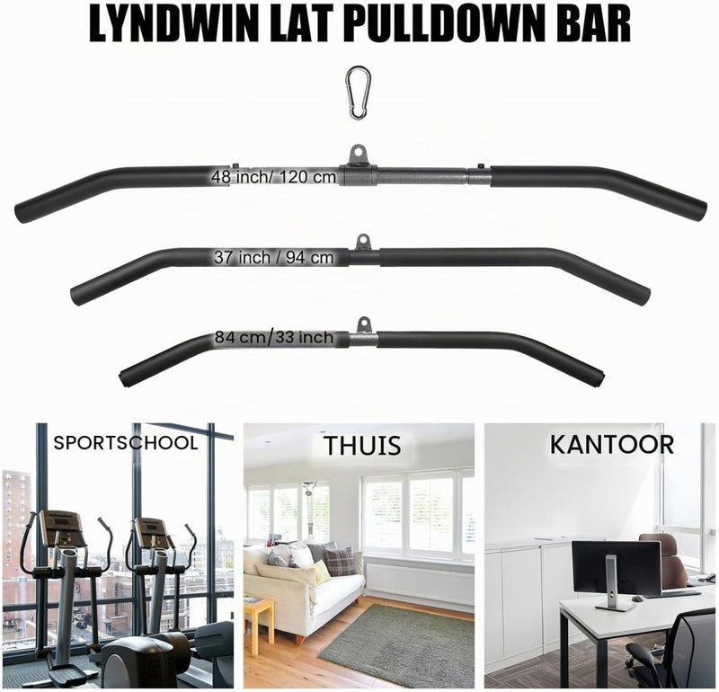 Załaduj obraz do przeglądarki galerii, Gebogen lat pulldown bar met EVA handgrepen tot 136 kg – kabelstang – fitness accessoire - happygetfit.com
