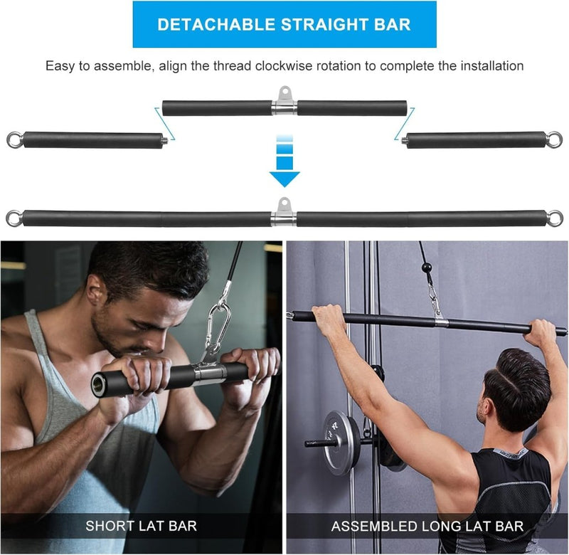 Załaduj obraz do przeglądarki galerii, Gebogen lat pulldown bar met EVA handgrepen tot 136 kg – kabelstang – fitness accessoire - happygetfit.com
