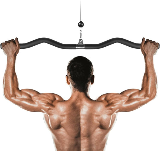 Gebogen lat pulldown bar met EVA handgrepen tot 136 kg – kabelstang – fitness accessoire - happygetfit.com