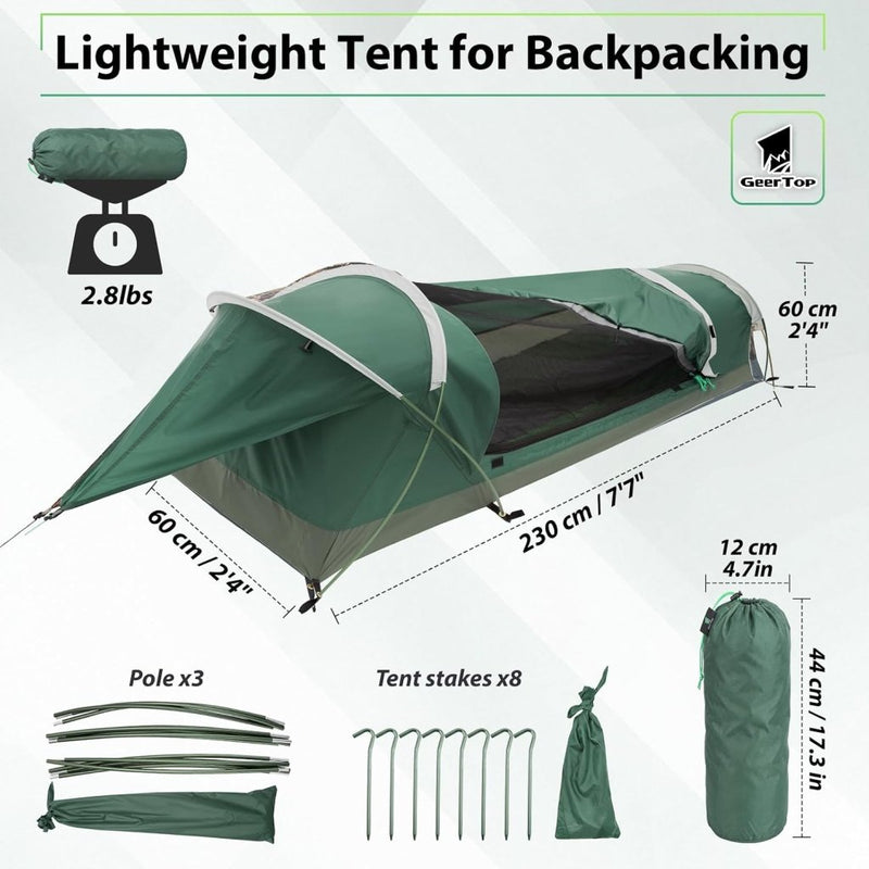 Load image into Gallery viewer, GEERTOP Ultralight 1-persoons waterdichte bivy tent, groen, outdoor slaapzak, camping bivvy bag deken herbruikbaar voor outdoor camping wandelen - happygetfit.com
