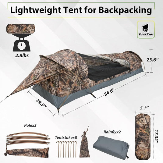 GEERTOP Ultralight 1-persoons waterdichte bivy tent, groen, outdoor slaapzak, camping bivvy bag deken herbruikbaar voor outdoor camping wandelen - happygetfit.com