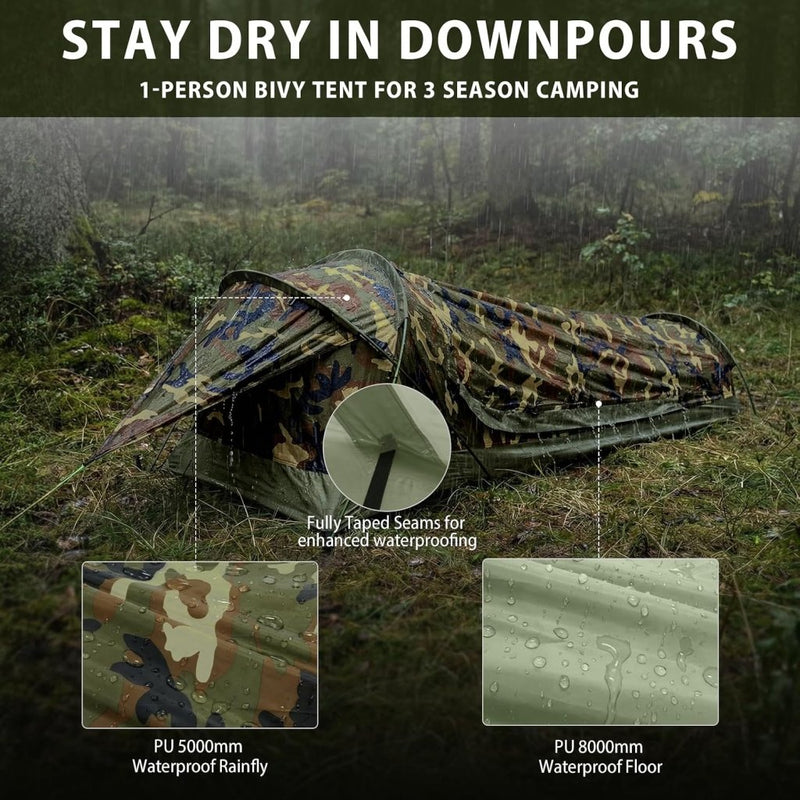 Load image into Gallery viewer, GEERTOP Ultralight Single Person Bivy Tent for Camp Waterproof 1 Man Tent for Camping Hiking Backpacking Hunting Outdoor Survival Gear - Easy Set Up - happygetfit.com
