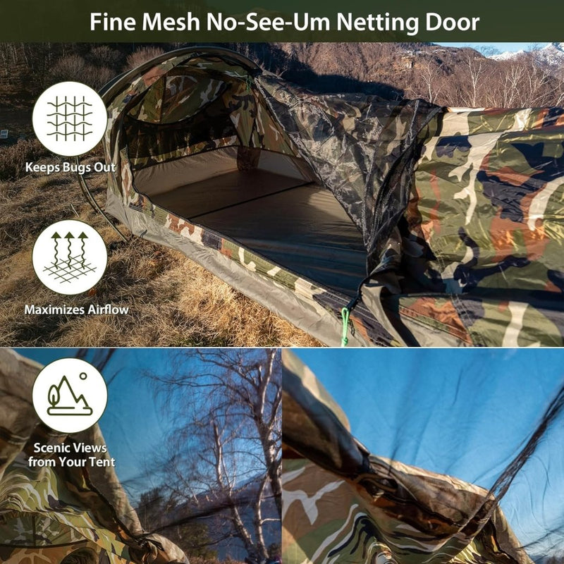 Load image into Gallery viewer, GEERTOP Ultralight Single Person Bivy Tent for Camp Waterproof 1 Man Tent for Camping Hiking Backpacking Hunting Outdoor Survival Gear - Easy Set Up - happygetfit.com
