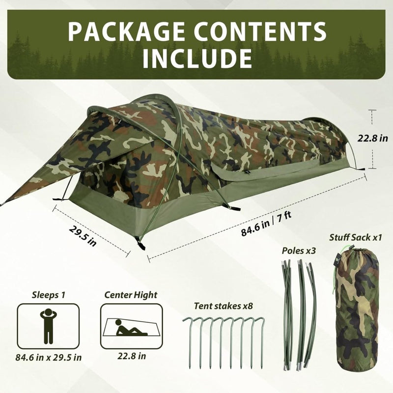 Load image into Gallery viewer, GEERTOP Ultralight Single Person Bivy Tent for Camp Waterproof 1 Man Tent for Camping Hiking Backpacking Hunting Outdoor Survival Gear - Easy Set Up - happygetfit.com
