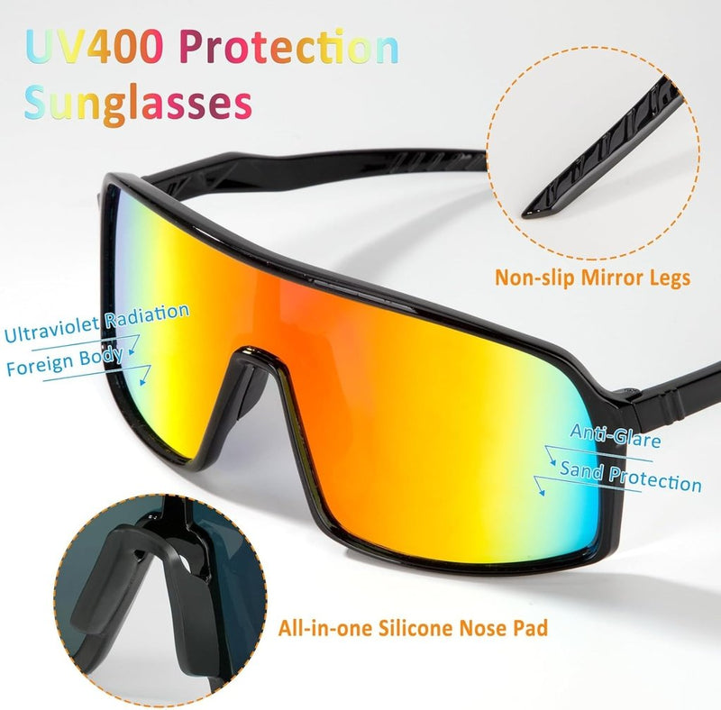 Laad afbeelding in Galerijviewer, Gepolariseerde fietsbril voor heren met UV400 bescherming en antislip neuspads – sportzonnebril – wielerbril - happygetfit.com
