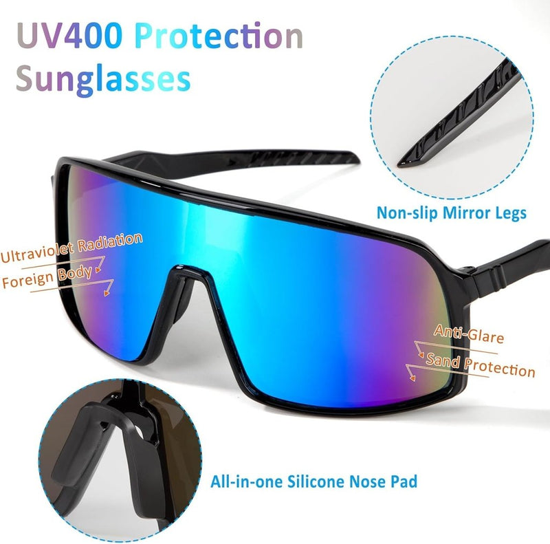 Laad afbeelding in Galerijviewer, Gepolariseerde fietsbril voor heren met UV400 bescherming en antislip neuspads – sportzonnebril – wielerbril - happygetfit.com
