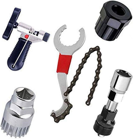 Gereedschapsset fietsketting, fietsschakeltang, kettingsplitser, kettingcontroleapparaat, kettingschakeltang, kettingverwijderaar / bracketverwijderaar / tandwielverwijderaar / cranktrekker - happygetfit.com