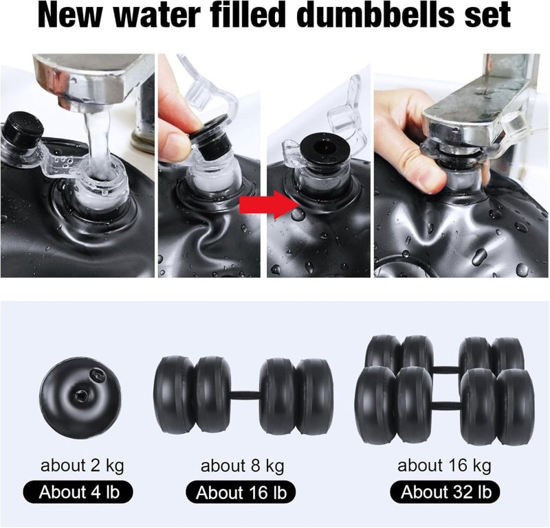 Load image into Gallery viewer, gewichten set 6/8/16kg 2 in 1 halters verstelbaar, halterset fitness, Water Dumbbells, travel dumbebll - happygetfit.com
