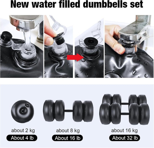 gewichten set 6/8/16kg 2 in 1 halters verstelbaar, halterset fitness, Water Dumbbells, travel dumbebll - happygetfit.com
