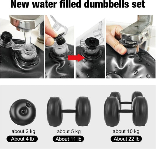 gewichten set 6/8/16kg 2 in 1 halters verstelbaar, halterset fitness, Water Dumbbells, travel dumbebll - happygetfit.com