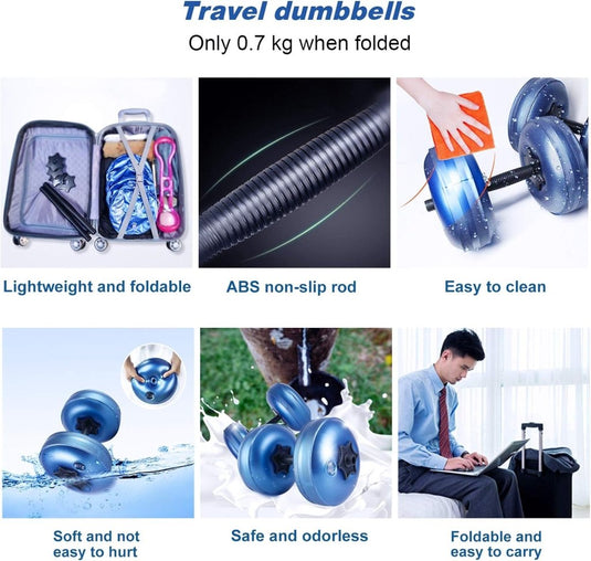 gewichten set 6/8/16kg 2 in 1 halters verstelbaar, halterset fitness, Water Dumbbells, travel dumbebll - happygetfit.com