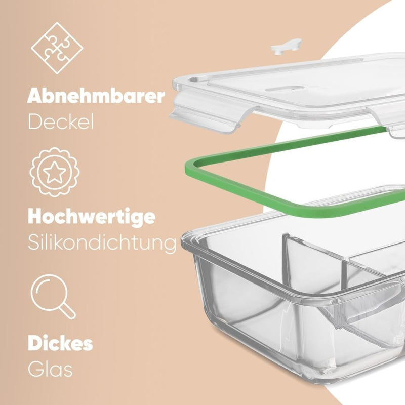 Laad afbeelding in Galerijviewer, Glazen meal prep bakjes set van 3 met 3 vakken - happygetfit.com
