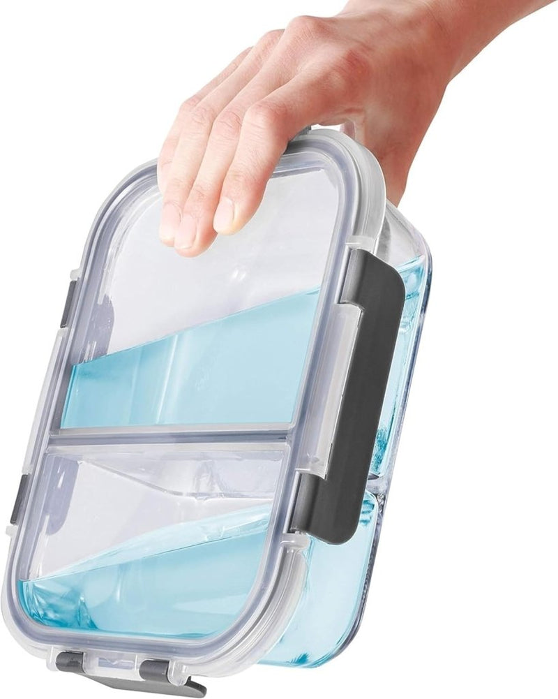 Laad afbeelding in Galerijviewer, Glazen meal prep bakjes set van 3 met 3 vakken - happygetfit.com
