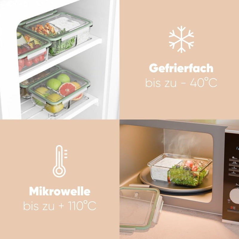 Laad afbeelding in Galerijviewer, Glazen meal prep bakjes set van 3 met 3 vakken - happygetfit.com
